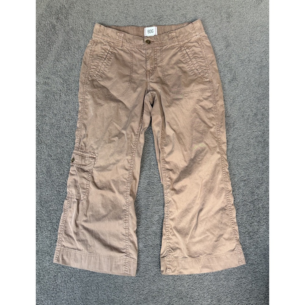 BDG Urban Outfitters Tan Cargo Crop Pants Wide Leg Cotton Size Small OB227541